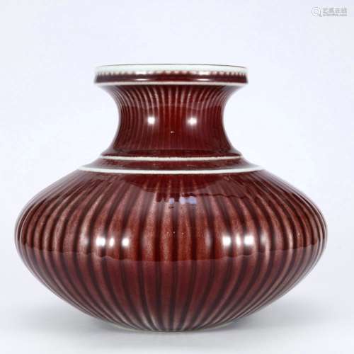 Red Glaze Porcelain Bottle, China