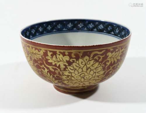 Blue And White Porcelain Red Glaze Gold Painted Bowl, China