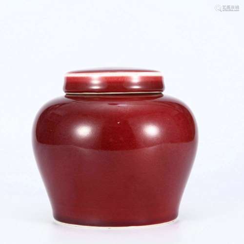 Red Glaze Porcelain Covered Jar, China