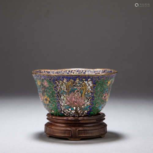 Cloisonne Enamel Openwork Flower Bowl