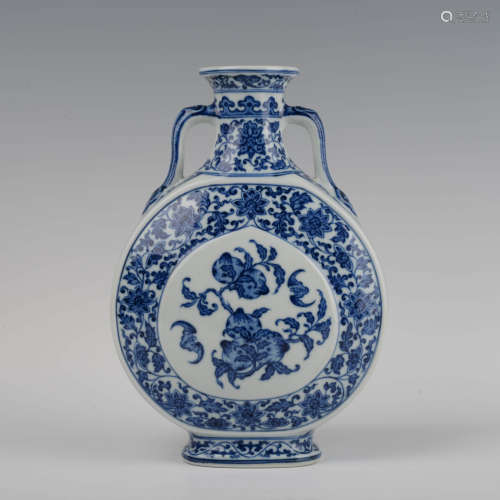 Blue and White Fortune&Longevity Moonflask