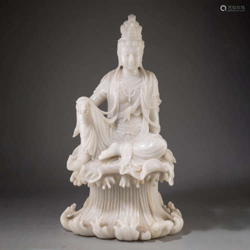 Carved Marble Stone Figure of Guanyin