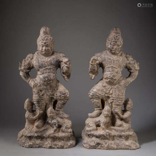 Pair of Grey Stone Acala Ornaments