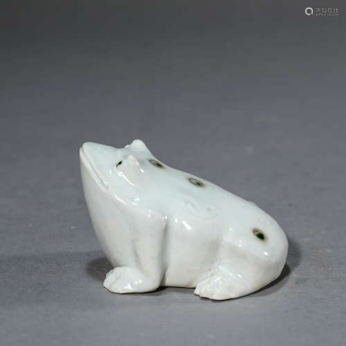 White Glaze Toad Brush Holder