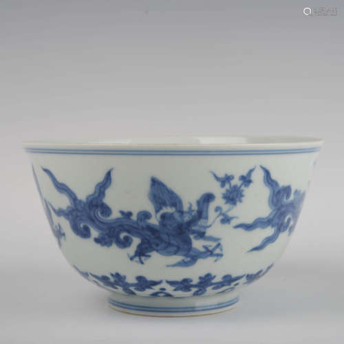 Blue and White Dragon&Grass Plate