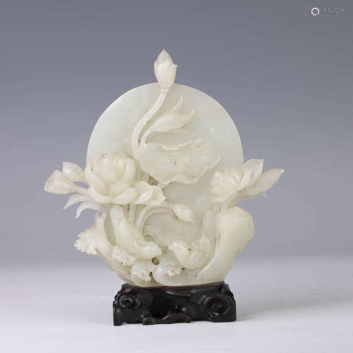 White Jade Mandarin Duck Ornament