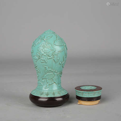 Turquoise-Glaze Double-Gourd Cricket Jar