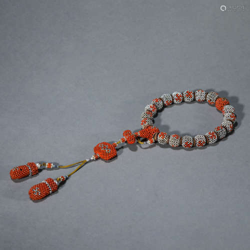 18 Pieces Coral and Pearl Beads Hand String