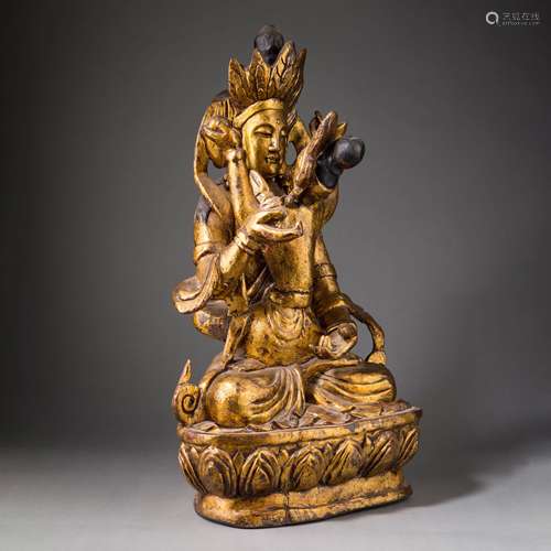 Gilt-Lacquer-Wood Figure of Mandkesvara