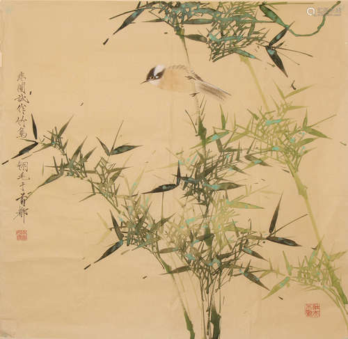 Chinese Bamboo Grove Painting on Paper, Yu Fei’An Mark