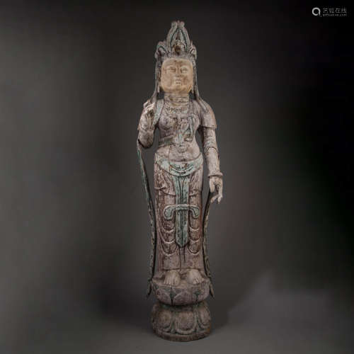 Carved Wood Figure of Guanyin