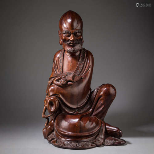 Carved Wood Figure of Dharma