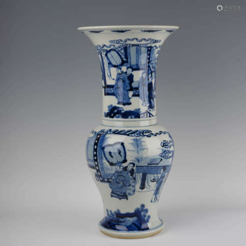 Blue and White Scholars Phoenix-Tail Vase