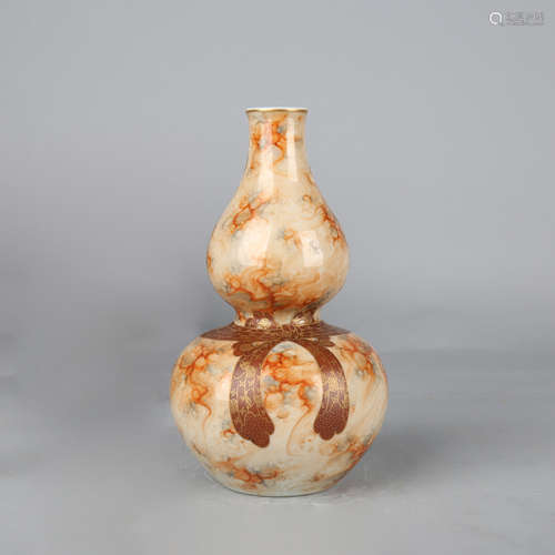 Faux-Bois Glaze Double-Gourd-Shaped Vase