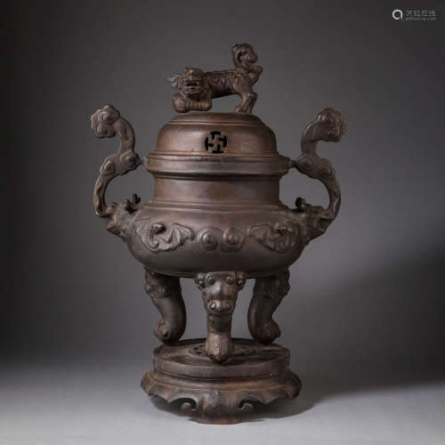 Bronze Fortune&Longevity Ruyi-Eared Censer