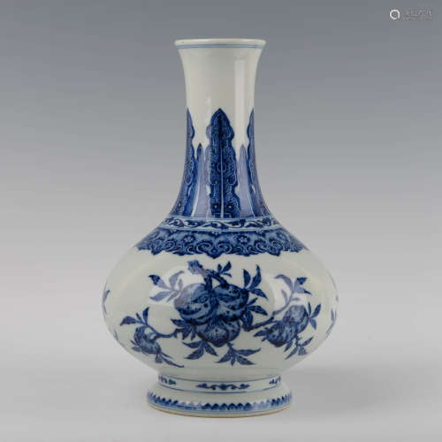 Blue and White Sanduo Bottle Vase