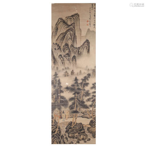 Chinese Landscape Painting Scroll, Lan Ying Mark