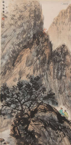 Chinese Landscape Painting on Paper, Fu Baoshi Mark