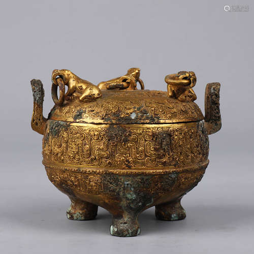 Bronze Tripod Censer and Cover