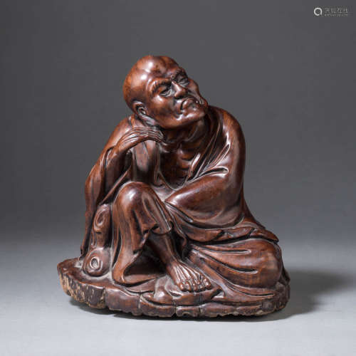 Carved Wood Figure of Dharma