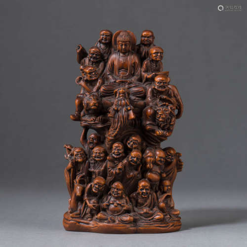 Carved Boxwood Figure of Buddha