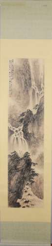 Chinese Landscape Painting Scroll, Fu Baoshi Mark