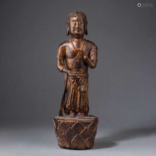 Gilt-Lacquer-Wood Figure of Shakyamuni