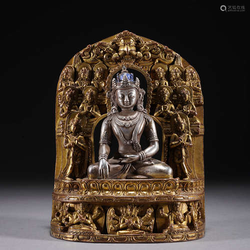 Silver Gilding Figure of Shakyamuni