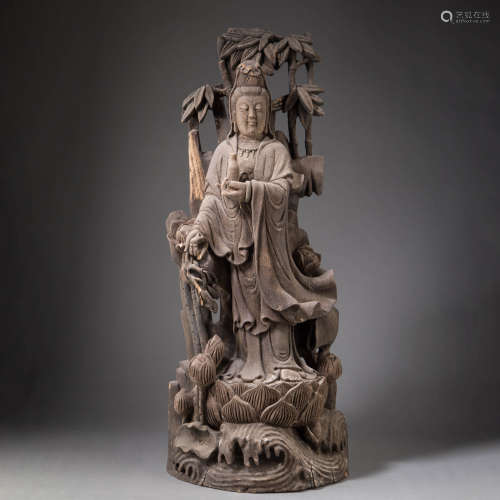 Carved Wood Figure of Guanyin