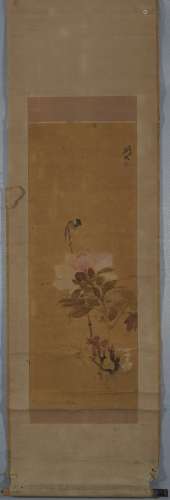 Chinese Flower and Bird Painting Silk Scroll, Gao Jianfu Mar...