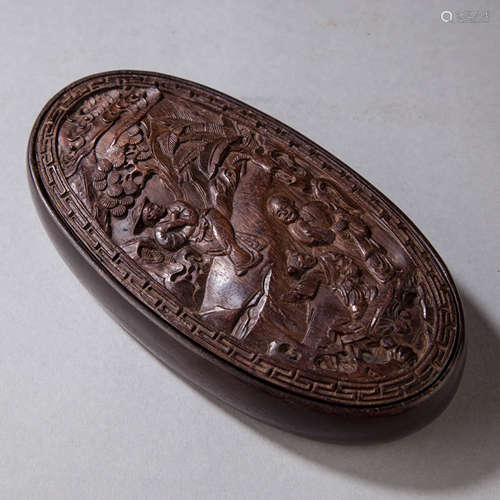 Carved Sandalwood Mirror and Cover