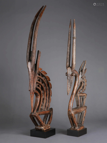 A Bamana Pair of Headdresses, "chiwara"