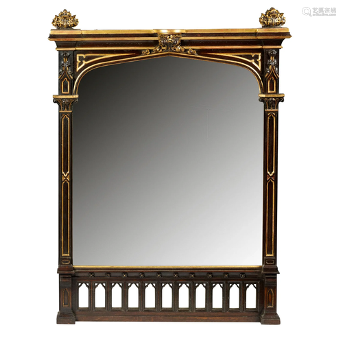 ENGLISH GOTHIC REVIVAL OVERMANTEL MIRROR, CIRCA 1850