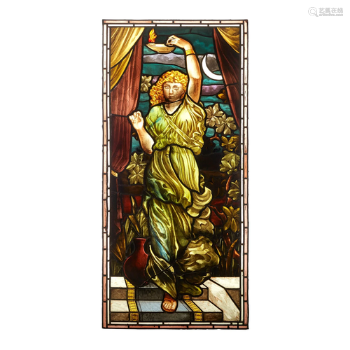 MANNER OF STEPHEN ADAM AESTHETIC MOVEMENT STAINED GLASS PANE...