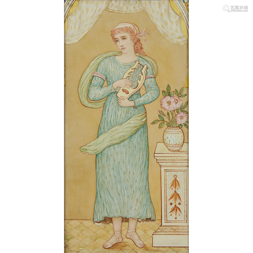 ENGLISH AESTHETIC MOVEMENT FRAMED TILE PANEL, CIRCA 1889