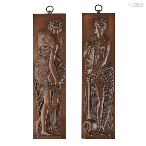 FERDINAND BARBEDIENNE (1810-1892) PAIR OF WALL PLAQUES, CIRC...