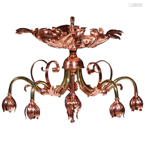 ENGLISH ARTS & CRAFTS CEILING LIGHT, CIRCA 1900