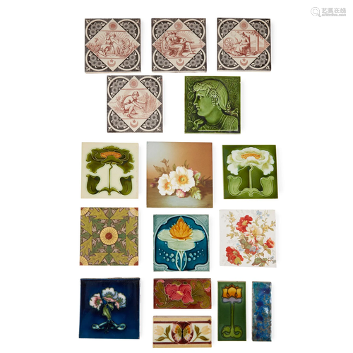 ENGLISH GROUP OF AESTHETIC MOVEMENT TILES, CIRCA 1880