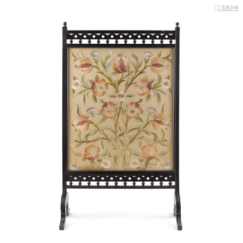 ENGLISH ARTS & CRAFTS EMBROIDERED FIRESCREEN, CIRCA 1900