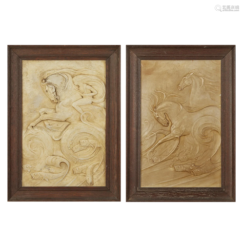 Â§ OLIVE CAMBRIDGE HARBUTT (1878-1965) PAIR OF RELIEF PANELS...