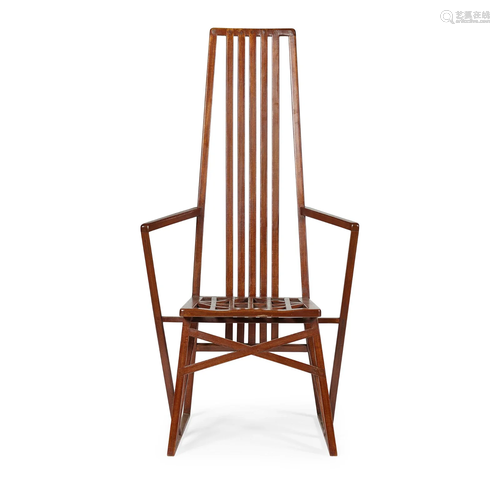 ENGLISH ARTS & CRAFTS TALL CHAIR, CIRCA 1900