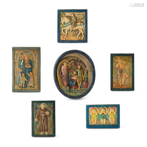 COMPTON POTTERSâ€™ ART GUILD GROUP OF SIX PLAQUES, CIRCA 192...