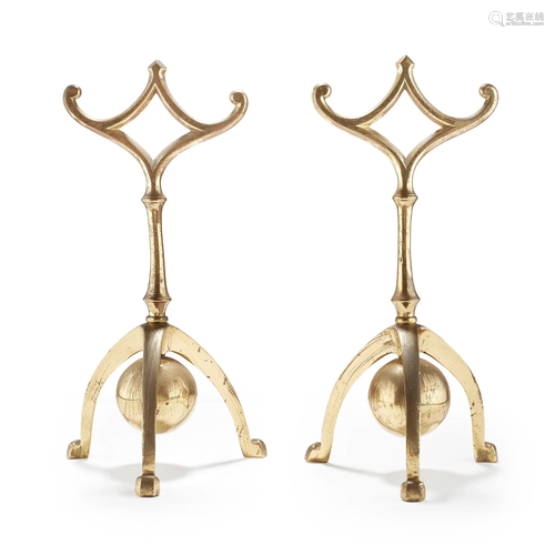 W. A. S. BENSON (1854-1924) PAIR OF ANDIRONS, CIRCA 1890