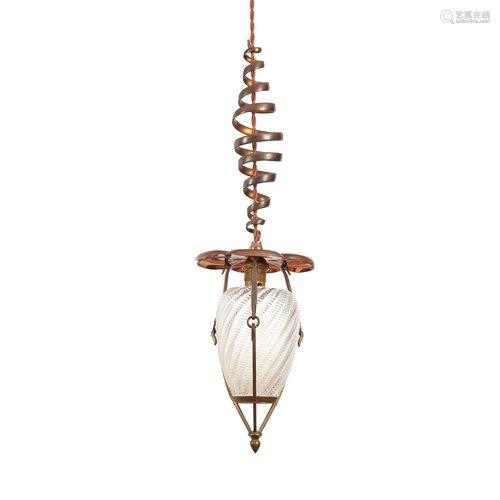 W. A. S. BENSON (1854-1924) ARTS & CRAFTS HANGING LIGHT,...