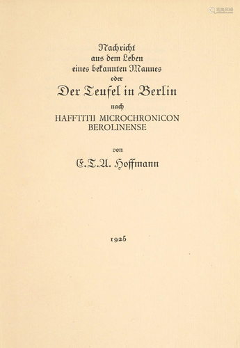 Hoffmann, E. T. A Nachricht aus dem Leben eines bekannten Ma...