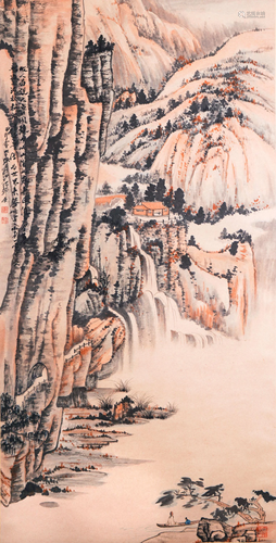 A Chinese Scroll Painting Signed Zhang Daqian