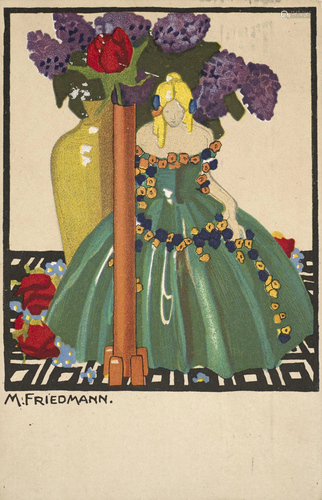 Friedmann, Mitzi Original Postkarte der Wiener Werkstätte No...