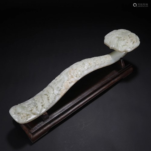 A Large Chinese Carved White Jade Boulder Qing Dyn.