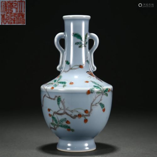 A Chinese Doucai Glazed Vase Qing Dyn.
