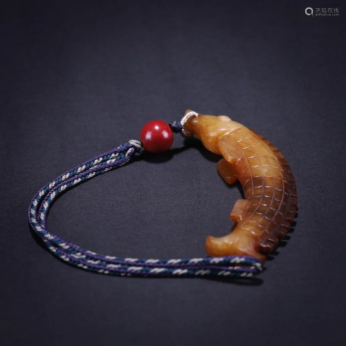 A Chinese Carved Russet Jade Fish Han Dyn.